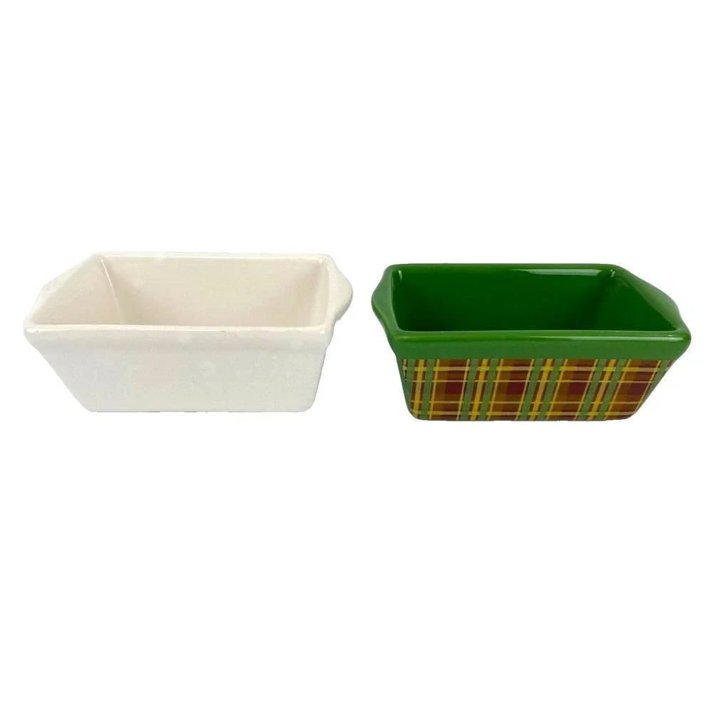 2 Ceramic Mini Loaf Pate Pans 3.5 x 6 Celebrate It Bakeware Cookware